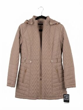 94-NWT-Gallery New YorkWomen's Taupe Quilted Jacket With Removable Hood (L)